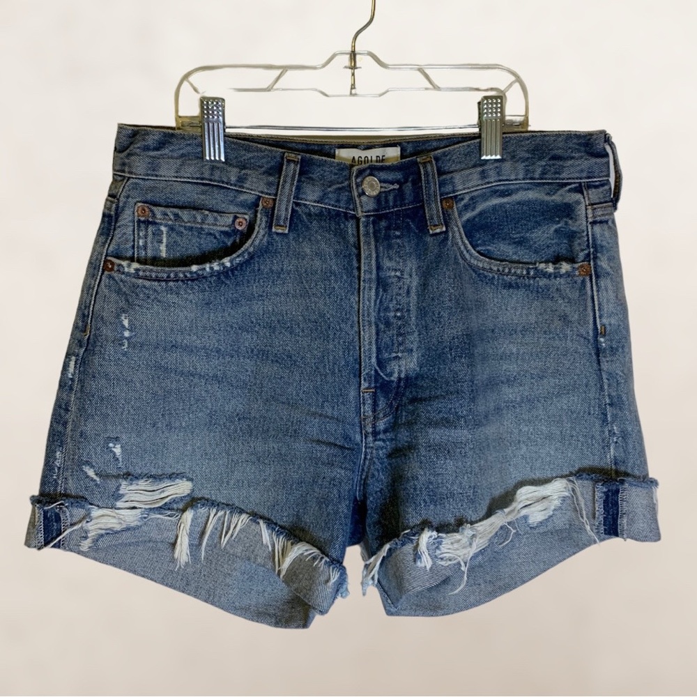 Agolde Parker high rise button fly denim shorts 27